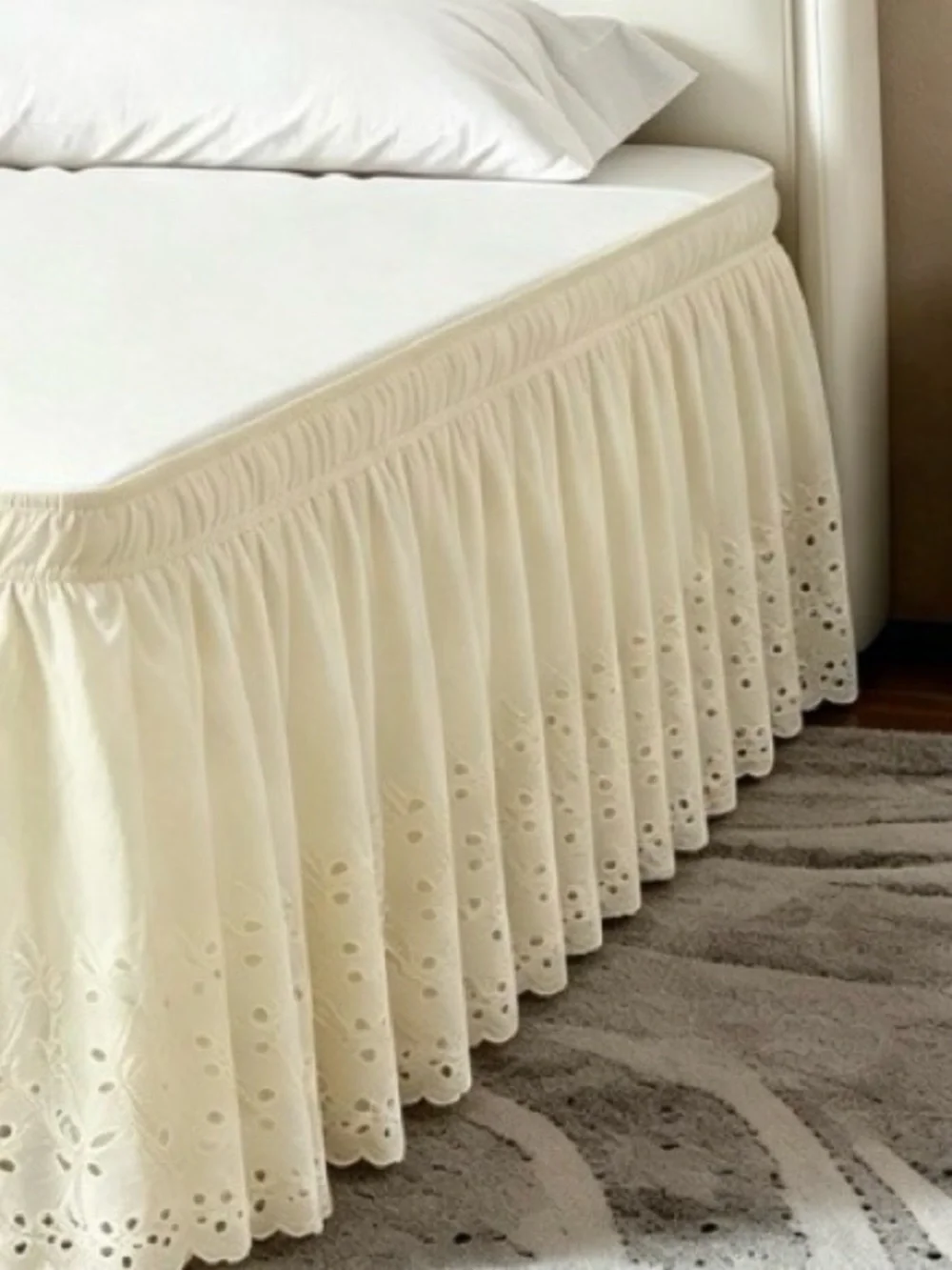 KING Bed Skirt Eyelet Dust Ruffle with 18” Drop 100% Microfiber - LIGHT YELLOW
